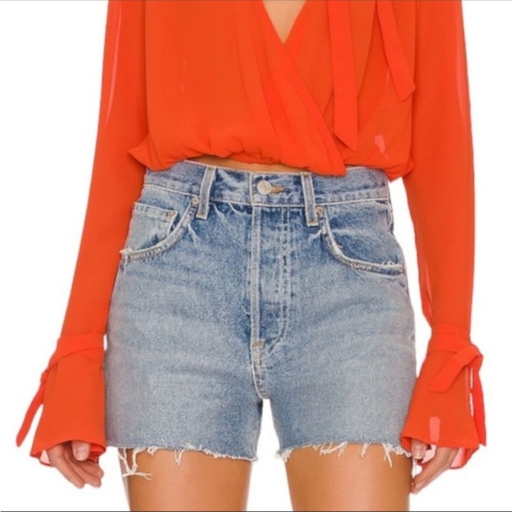 NWT House of Harlow 1960 Revolve High Rise Mom Bermuda Denim Shorts